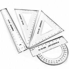 Kit de géométrie 4 pièces Transparent - Prix éco.