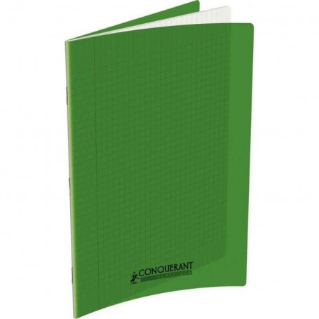 Cahier Conquerant 17X22 48p 90g grands carreaux Séyès couverture Polypro vert