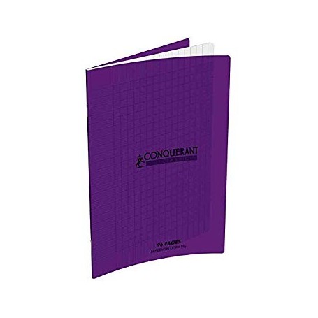 Cahier Conquerant 17X22 48p 90g grands carreaux Séyès couverture Polypro violet