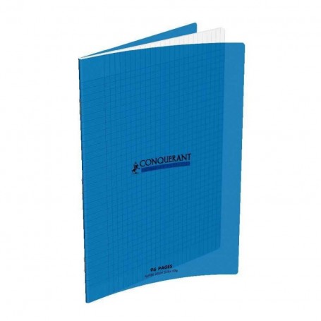 Cahier Conquerant 17X22 96p 90g grands carreaux Séyès couverture Polypro bleu