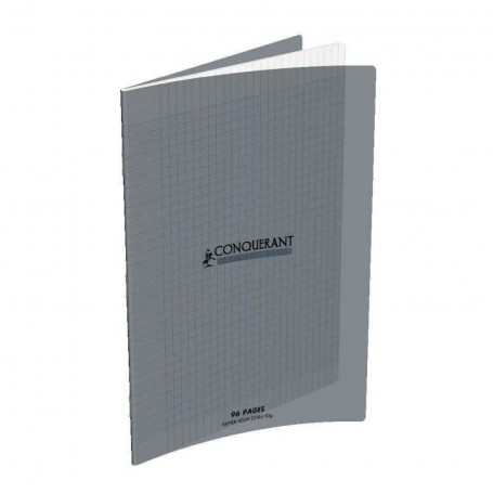 Cahier Conquerant 17X22 96p 90g grands carreaux Séyès couverture Polypro gris
