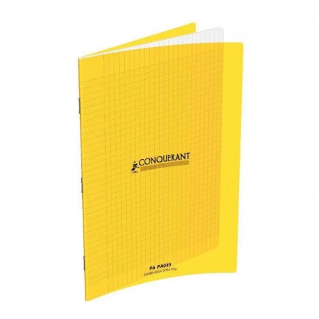 Cahier Conquerant 17X22 96p 90g grands carreaux Séyès couverture Polypro jaune