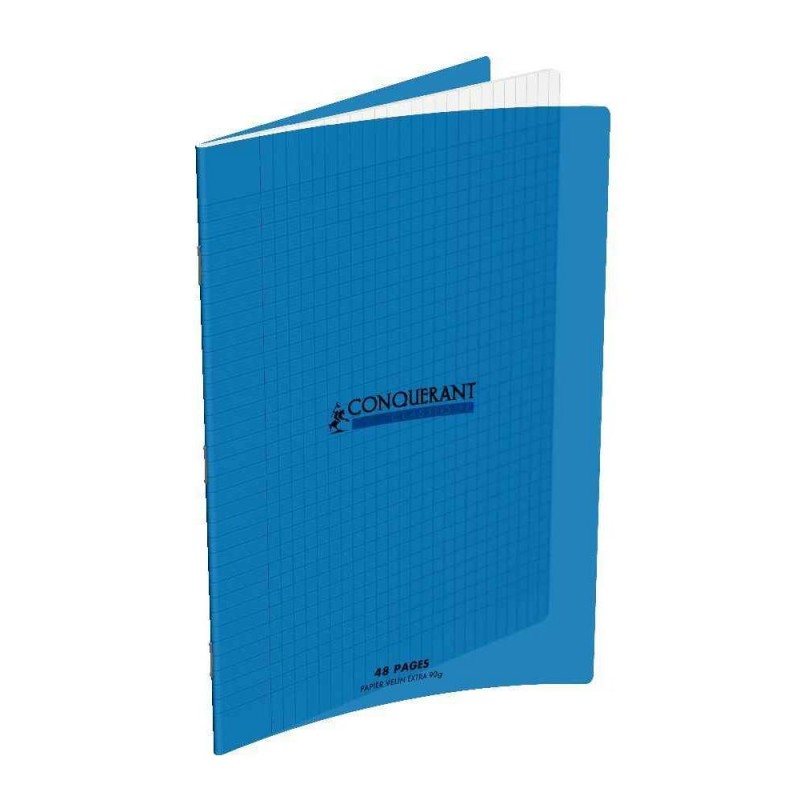Cahier 17x22 Couverture Plastique Bleu 96P Grands Carreaux 90G Calligraphe