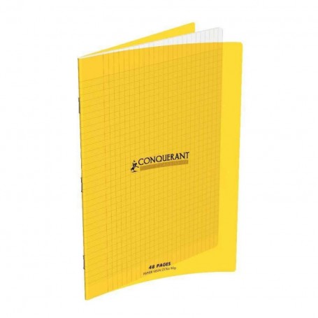 Cahier Conquerant 24X32 48p 90g grands carreaux  Séyès couverture Polypr Jaune