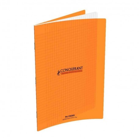 Cahier Conquerant 24X32 96p 90g grands carreaux  Séyès couverture Polypr Orange