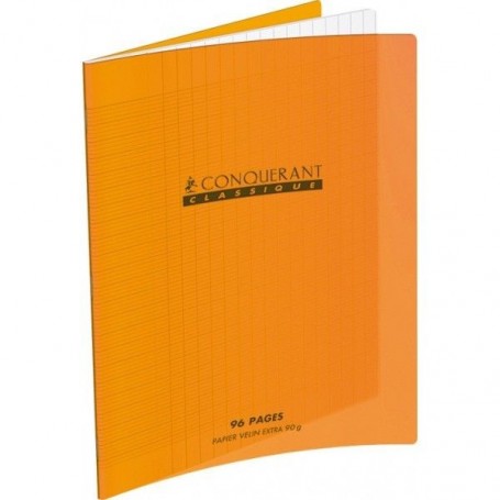 Cahier Conquerant 24X32 96p 90g grands carreaux  Séyès couverture Polypr Rose