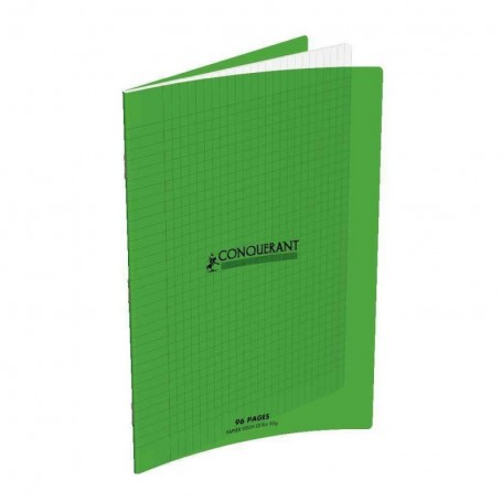 Cahier Conquerant 24X32 96p 90g grands carreaux  Séyès couverture Polypr Vert