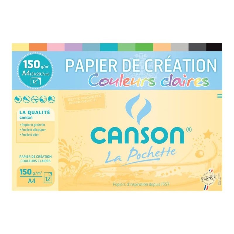 Canson Pochette de papier Canson A4 21x29,7cm 180g 12 feuilles 